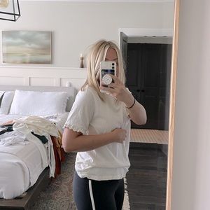 Cream color t-shirt with ruffle detail